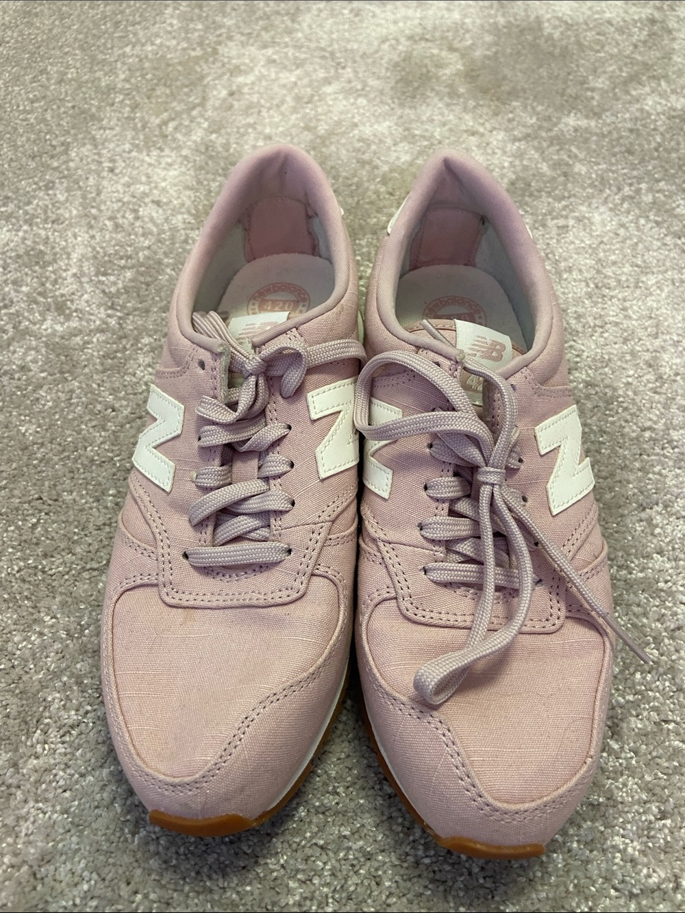 New Balance 420 Women's Light Pink Canvas Sneakers with White 'N' Logo